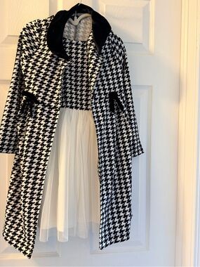 Girls Black and White Houndstooth Jacket with matching dress